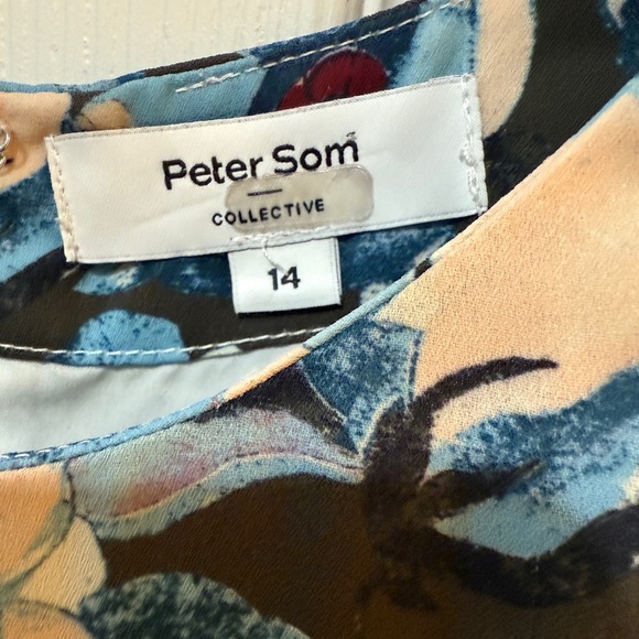 Peter Som Blue and White A-line Dress with Bishop Sleeves - Picture 6 of 8